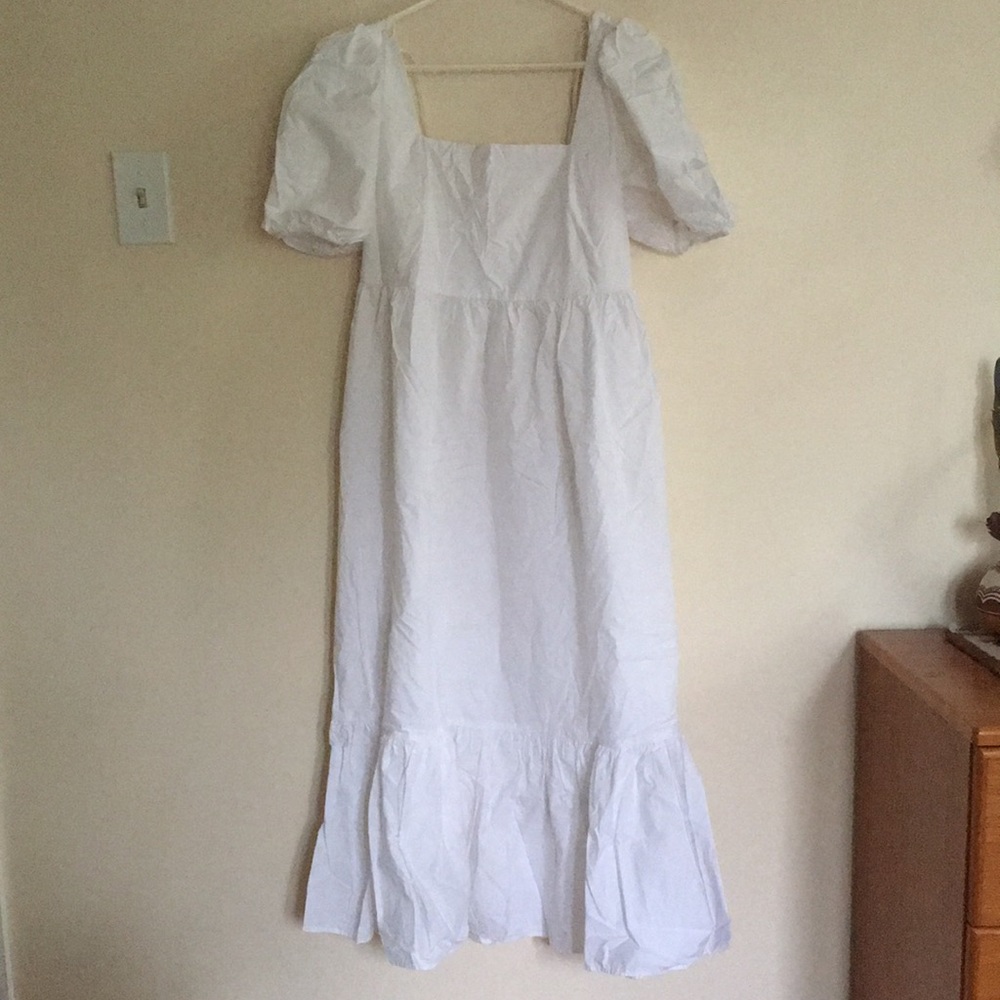 H&M NWT White Cotton Poplin Dress Size Medium